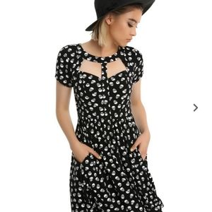 Black and white skull cutout mesh dress